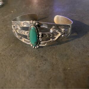 Artisan Silver and Turquoise Bracelet Vintage Circa 1970’s